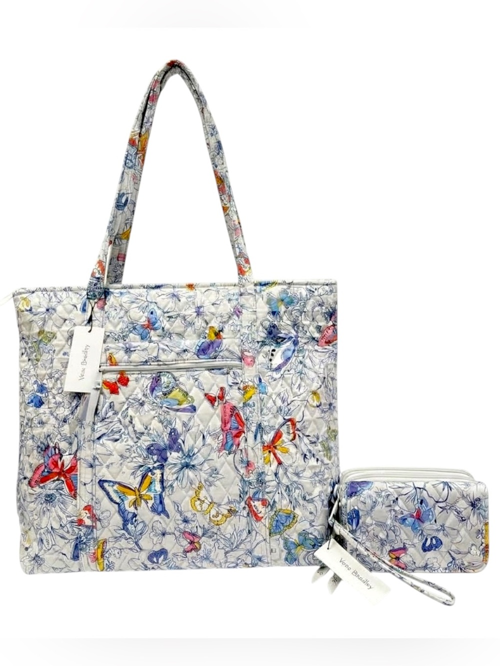 Vera Bradley Large Tote Bag 3-in-1 Crossbody Wallet Coastal Breezy Butterflies